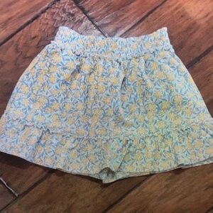 Floral Print Kids Skort in Blue and Yellow